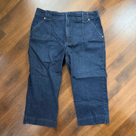 St John Sport Cropped Jeans Denim Capris Thick Stitch Boho Casual Y2K Sz 16 - Picture 1 of 7